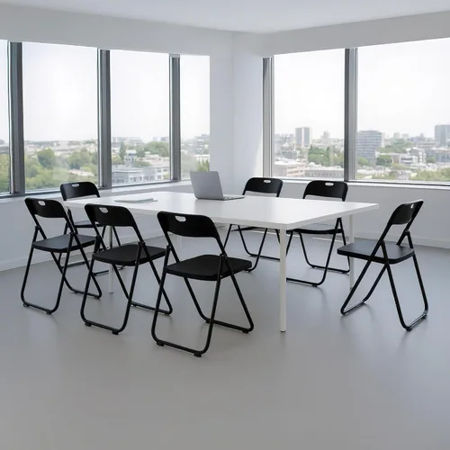 Miniatura 2 de Paquete de 10 sillas plegables de plástico negro, asientos comerciales apilables portátiles para interiores y exteriores con marco de acero