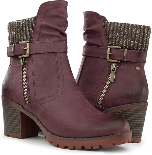 Miniatura 6 de Hawkwell Botines de tacón grueso con cremallera para mujer, Negro, 0