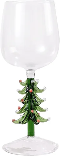 Miniatura 7 de Vaso de vidrio 3D con figura de árbol de Navidad en el interior, sin tallo, para vino, agua, leche, copa de vidrio, copa de árbol de Navidad