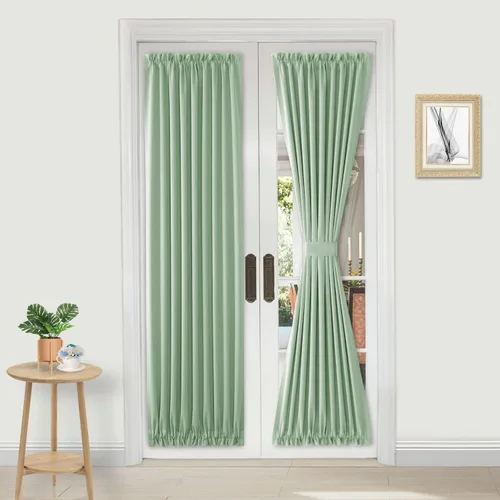 Miniatura 110 de DWCN Cortinas para puerta francesa: cortina térmica con bolsillo para barra para puertas con ventana de vidrio, puertas de cocina y patio