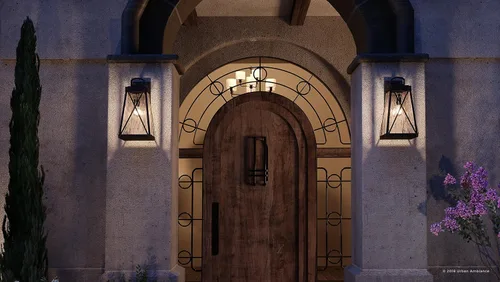 Urban Ambiance Lámpara de pared de lujo inglés Tudor para exteriores, tamaño mediano: 19.25 pulgadas de alto x 10.5 pulgadas de ancho, con elementos