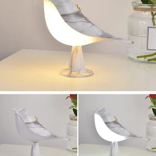 Miniatura 2 de Lámpara de mesa con control táctil de mesita de noche, lámparas de aroma, con forma de pájaro, lámpara de escritorio LED con puerto de carga USB, 3