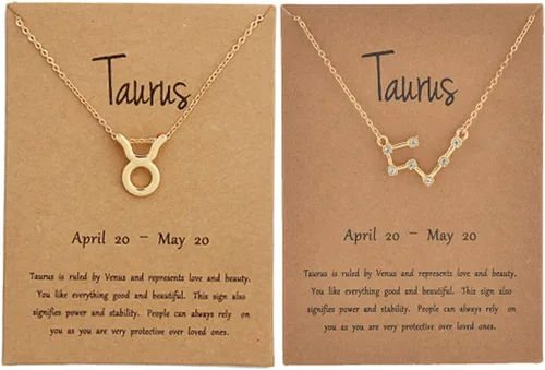 Miniatura 20 de Juego de 2 collares del zodiaco – Collar con colgante de 12 constelaciones, collar con signo del zodiaco para mujer, cumpleaños y astrología