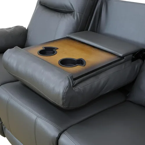 Miniatura 4 de Air Leather - Juego de sofá reclinable eléctrico con LED, juegos de muebles de sala de estar, juego de sofá reclinable eléctrico con puertos USB