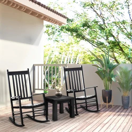 Miniatura 7 de Outsunny Mecedora para exteriores, mecedora de madera para patio con reposabrazos suaves, respaldo alto para jardín, balcón, porche, soporta hasta