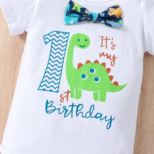 Miniatura 3 de Ropa divertida para el primer cumpleaños para bebé, ropa para bebé, con corbatín, mameluco, pantalones, conjunto de tirantes, trajes de pastel