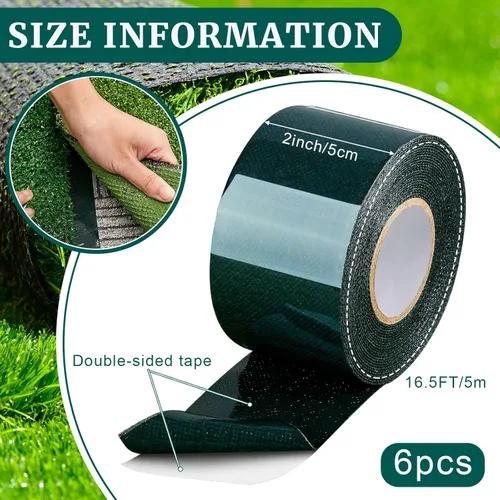 Miniatura 2 de Gersoniel 6 Rollos 2 Pulgadas x 16.5 Pies Cinta de Césped Artificial de Doble Cara, Cinta Autoadhesiva para Alfombra de Césped Artificial, Cinta