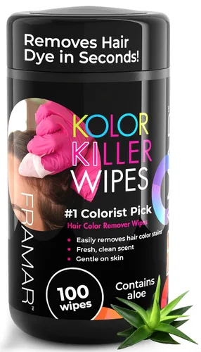 Framar Kolor Killer Wipes – Removedor de tinte de pelo para piel, removedor de color de cabello para cabello teñido, suave con la piel, aroma