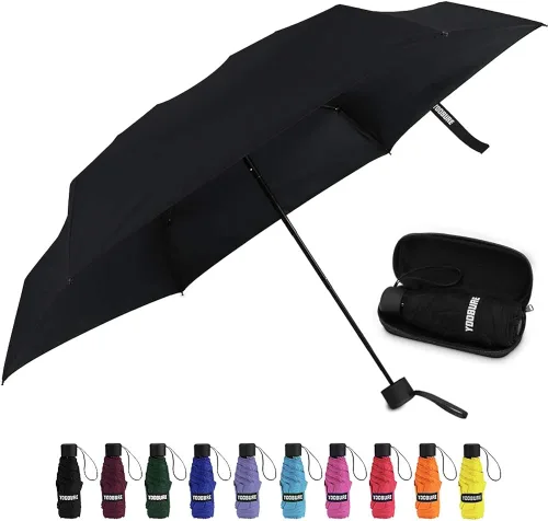 Yoobure Small Mini Umbrella with Case Light Compact Design Perfect for Travel Lightweight Portable Parasol Outdoor SunRain Umbrellas