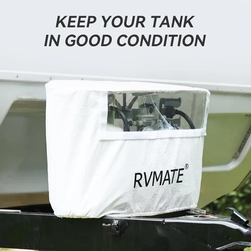Miniatura 2 de RVMATE Cubierta de tanque de propano para caravana, impermeable, anti-UV, cubierta de tanque de propano blanco, se adapta a tanques de propano dual