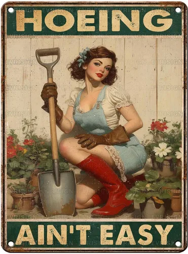 Miniatura 10 de Letreros vintage de lata de pollo para Coop Retro Garden Letrero de metal Granja Jardinería Girl Poster I Just Want To Work In My Garden And Hang