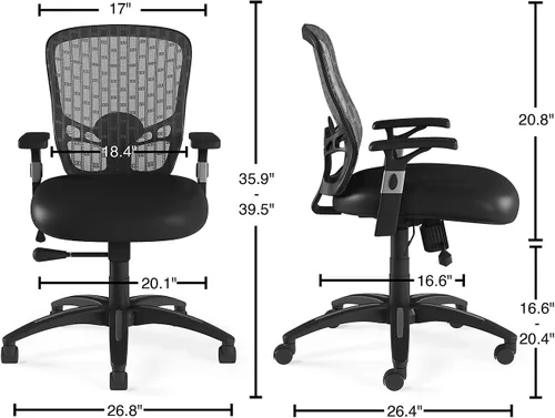 Miniatura 7 de STAPLES Silla de trabajo ergonómica, malla, negro, paquete de 2