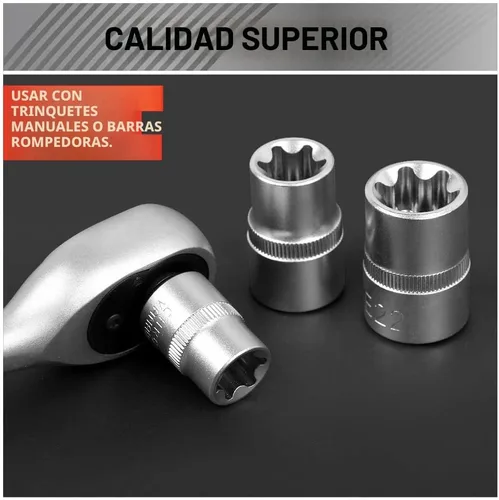 Miniatura 4 de SEDY E-TORX Juego de llaves de vaso de 14 piezas – Juego de llaves Torx hembra de primera calidad, enchufes Torque Star definitivos, enchufes Torx