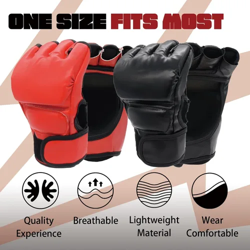 Miniatura 2 de 2 pares de guantes de boxeo y kickboxing para hombres y mujeres, principiantes y profesionales, a prueba de golpes, de cuero, juego de guantes