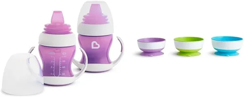 Miniatura 11 de Munchkin® Gentle™ Transition Sippy Trainer - Tazón de 4 onzas, paquete de 2, cuencos de succión azules y Stay Put™ para bebés y niños pequeños