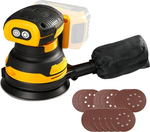 Lijadora orbital aleatoria inalámbrica apta para batería Dewalt de 20 V, motor sin escobillas de 300 W, 11000 RPM, lijadora de palma de 5 pulgadas,