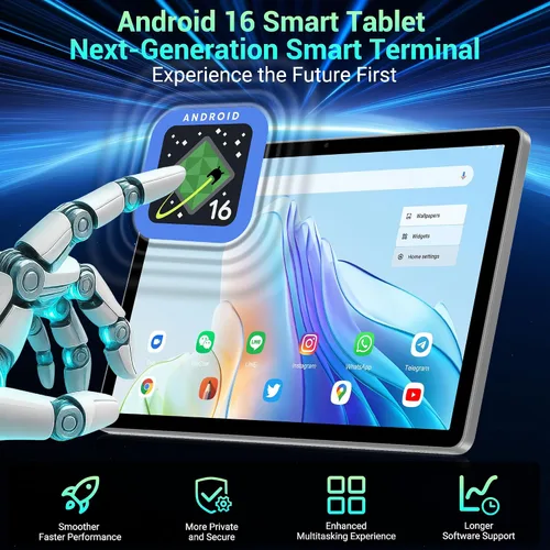 Miniatura 4 de Tablet Android 16 de 11 pulgadas con Gemini AI, tabletas de pantalla FHD de 2K, 36 GB de RAM 256 GB ROM, Octa-Core T615, 2 en 1 con teclado, 8000