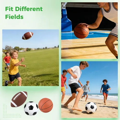 Miniatura 5 de Juego de pelotas deportivas de 3 piezas, incluye fútbol tamaño 6, baloncesto tamaño 5 y pelota de fútbol tamaño 4, equipo deportivo de entrenamiento