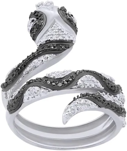 Miniatura 4 de Jewel Zone US Anillo de compromiso y boda con diamantes naturales en blanco y negro (0,07 quilates)