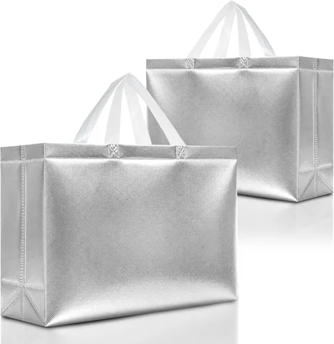 Miniatura 24 de Nush Nush Bolsas de regalo extragrandes de colores mixtos, juego de 12 bolsas de regalo extragrandes reutilizables de colores surtidos con asas