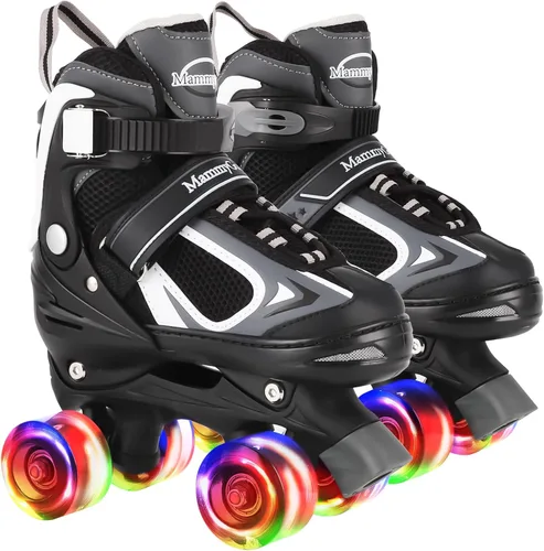 Miniatura 9 de Nattork - Patines de ruedas para niños y niñas, 4 tamaños, patines ajustables con ruedas iluminadas, divertidos patines para niños pequeños, Azul