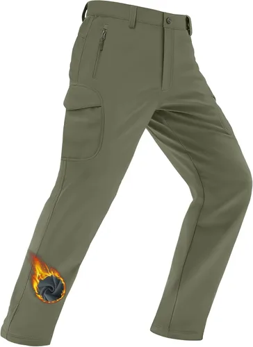 Miniatura 27 de MAGCOMSEN - Pantalones de invierno para hombre, impermeables, con forro polar pantalones tácticos softshell, para snowboard, esquí, con bolsillos
