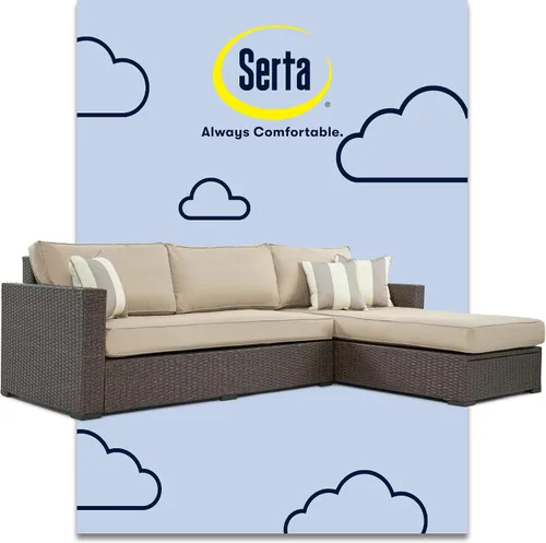 Miniatura 29 de Serta Laguna - Juego de muebles de patio para exteriores, 5 piezas, sillas reclinables de mimbre marrón con otomanas, cojines y mesa auxiliar
