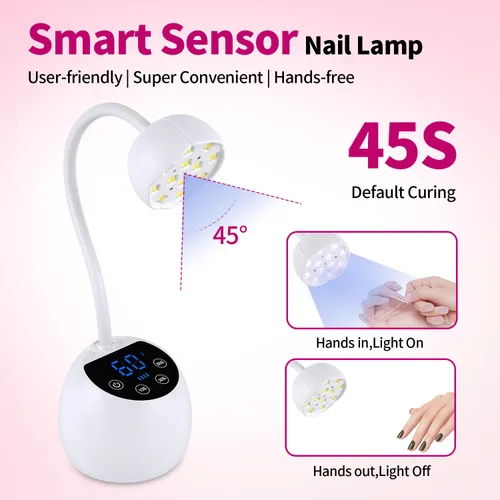 Miniatura 3 de Lámpara de uñas UV, cuello de cisne inalámbrico de 36 W, lámpara de curación de flash con 3 temporizadores y sensor automático para arte de uñas