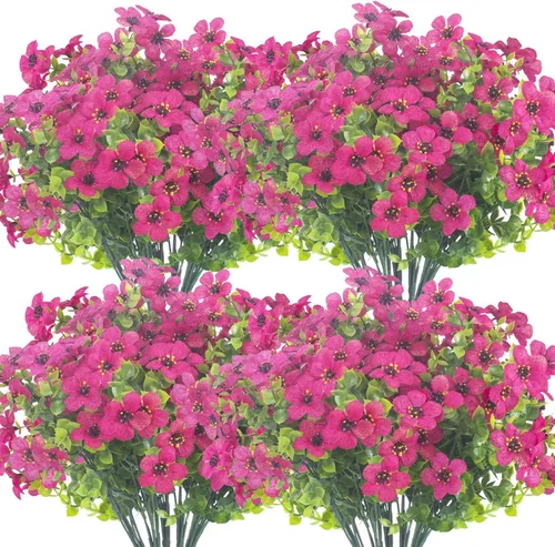 Miniatura 11 de Grunyia 10 paquetes de flores artificiales para exteriores, resistentes a los rayos UV, flores falsas que no se decoloran, plantas sintéticas