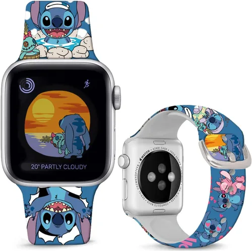 Compatible con Apple Watch Band Stitch Holiday Pink Couple de 1.929 in/1.811 in/1.772 in/1.732 in/1.654 in (Serie 3 2 1) Correa mágica de silicona