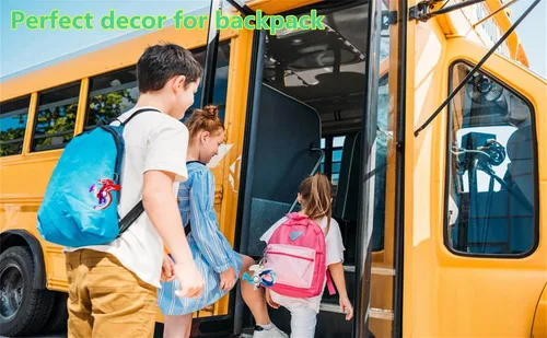 Miniatura 5 de Paquete de 30 mochilas a granel de Dragon Raptor, mini llavero de arco iris, juguetes de burbujas para niños, niños, estudiantes, profesores