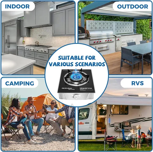 Miniatura 6 de Estufa de propano de un solo quemador de 15000 BTU, estufa de gas portátil 1 quemador, estufa de propano de camping con manguera adaptadora de GLP