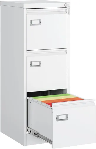 Miniatura 8 de MIIIKO - Archivador de metal con 3 cajones con ruedas, archivador móvil para debajo del escritorio de oficina en el hogar, archivadores totalmente