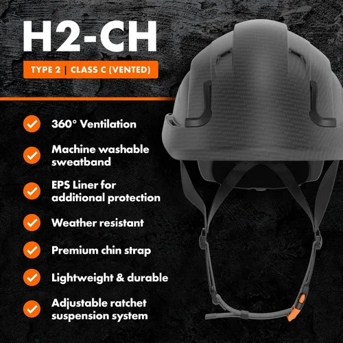 Miniatura 5 de Casco Protector Defender Safety H2, Casco Duro de Tipo 2 Clase C y E, Certificado ANSI Z89.1 y EN 12492