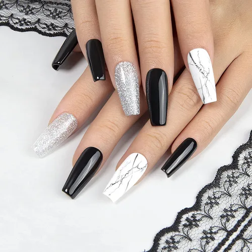 Miniatura 3 de RARJSM Esmalte de uñas de gel blanco y negro de 0.5 onzas líquidas, gran capacidad, secado por LED UV, requiere para salón de manicura francés