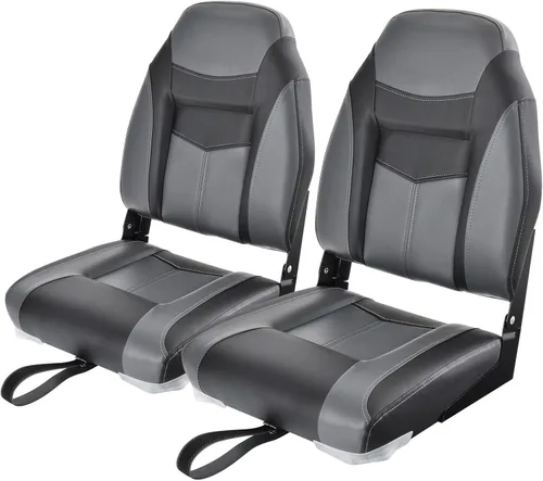 Miniatura 26 de GYMAX Asiento plegable para barco, paquete de 2 asientos con respaldo bajo para capitán de pesca, con acolchado de esponja gruesa, bisagras
