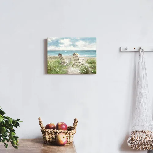 Miniatura 4 de SD SOFT DANCE Lienzo decorativo para pared de playa, paisaje marino, pintura costera para dormitorio (16 x 11 x 1 panel)