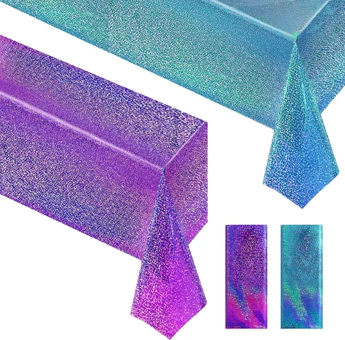 Miniatura 16 de Just Shimmer Mantel holográfico azul claro de 40" x 108" Decoración de fiesta rosa fuerte Día de San Valentín Fiesta de cumpleaños Decoración