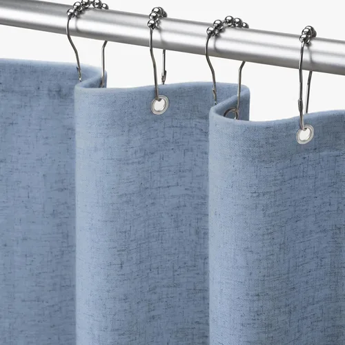 Miniatura 17 de Cortina de ducha de lino negro, cortinas de ducha de tela bohemia para baño, juego de forro de tela natural de algodón, 72 pulgadas de ancho x 72