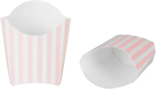 Miniatura 32 de Restaurantware Bio Tek - Taza de papas fritas desechables de 4.7 x 3.5 x 5.1 pulgadas, 100 vasos desechables para refrigerios, papel azul y blanco
