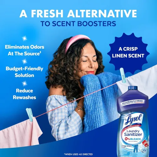 Miniatura 9 de Lysol Desinfectante para ropa, aditivo desinfectante para la ropa, seguro para el color, alternativa al blanqueador, eliminador de olores