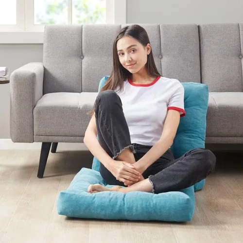 Miniatura 139 de Juego de 2 almohadas de suelo de meditación, almohadas cuadradas grandes para adultos, cojín de pana copetuda para sala de estar de tatami, gris, 22