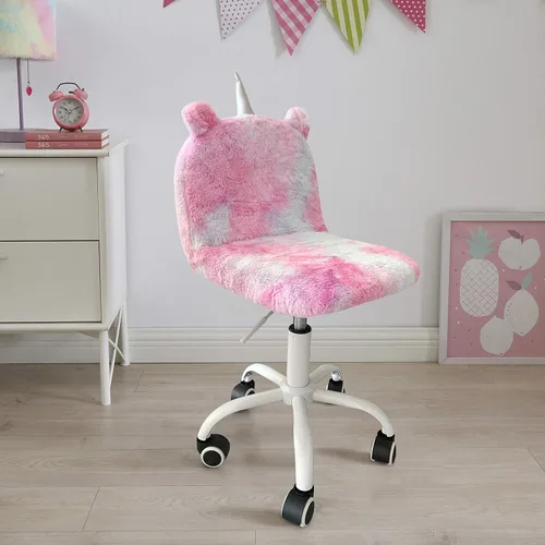 Heritage Kids Silla de escritorio con ruedas de piel sintética para niños, arcoíris fresco 13 pulgadas de profundidad x 16 pulgadas de ancho x 29.3