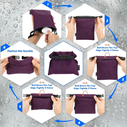 Miniatura 5 de Cosmos Bolsa seca impermeable de 3 piezas, mini bolsa impermeable portátil, bolsa de almacenamiento pequeña enrollable para viajes al aire libre