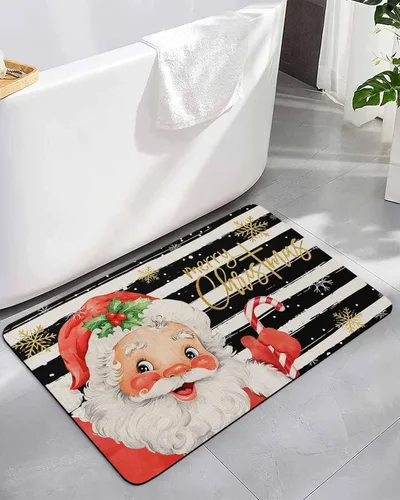 Alfombra de baño de Santa para bañera, antideslizante, de secado rápido y absorbente, tierra de diatomeas, fregadero, cocina, sala de estar, Santa