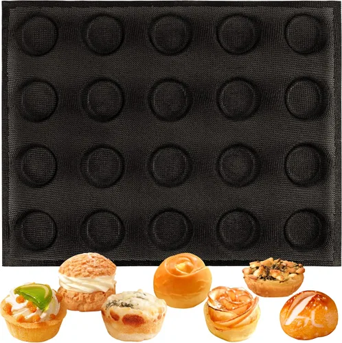 Miniatura 26 de FUNSHOWCASE Pan redondo bandeja perforada panadería moldes de silicona 24 mini disco cónico bollo malla hornear hoja