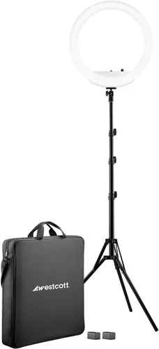 Miniatura 5 de Westcott Kit de anillo de luz LED bicolor de 18 pulgadas con baterías y soporte, iluminación continua de estudio profesional para fotografía