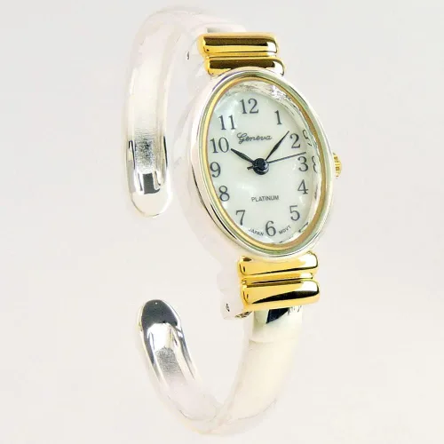 Miniatura 3 de STC 2Tone - Reloj de pulsera para mujer con banda de metal ovalada de tamaño pequeño