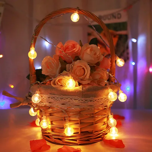 Miniatura 4 de Cadena de luces de globo con pilas, 16 pies, impermeable, 30 LED, 8 modos, tira de luces para exteriores, tira de luces de bola de cristal
