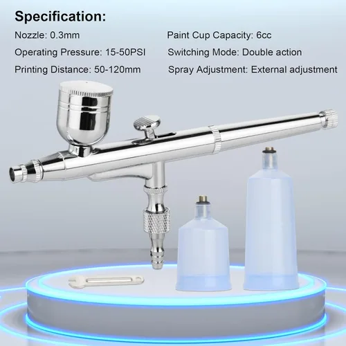 Miniatura 7 de Kit de aerógrafo de doble acción de 0.012 in con tres tazas diferentes (6 CC, 20 CC, 40 CC) juego de aerógrafo portátil para maquillaje, artes